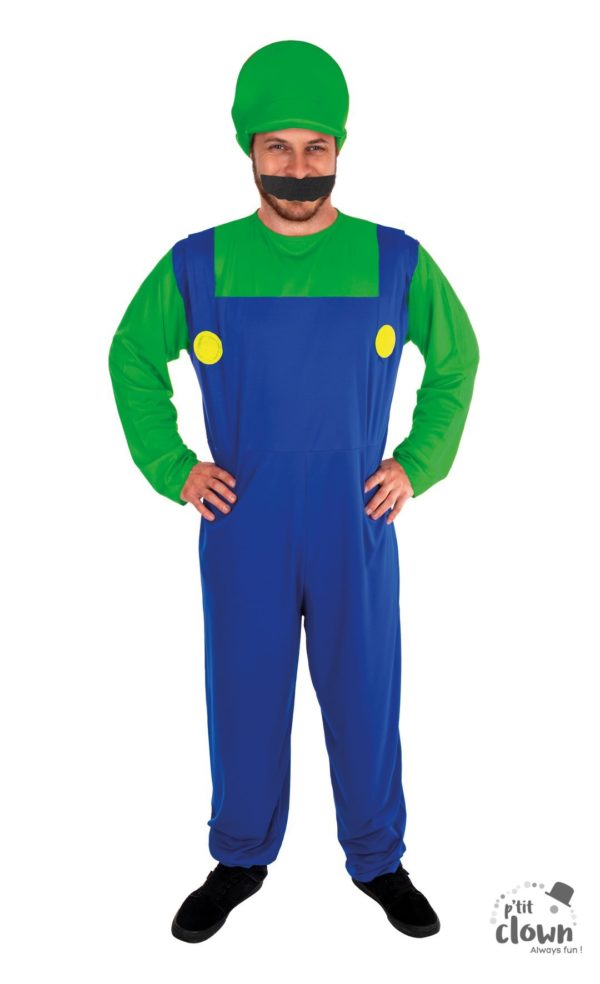 ACCESSOIRES DE FETE-DEGUISEMENTS-DEGUISEMENT LUIGI-DEGUISEMENT PLOMBIER VERT-DEGUISEMENT PLOMBIER VERT ADULTE