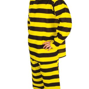 ACCESSOIRES DE FETE-DEGUISEMENTS-DEGUISEMENT PRISONNIER- DEGUISEMENT NOIR ET JAUNE ADULTE-DEGUISEMENT PRISONNIER NOIR ET JAUNE