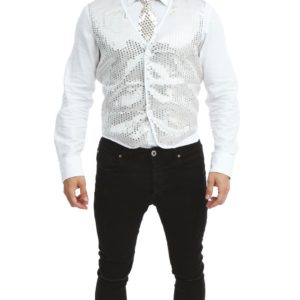 ACCESSOIRES DE FETE-DEGUISEMENTS-GILET A SEQUINS ARGENT-GILET A SEQUINS ARGENT ADULTE