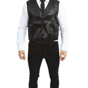 ACCESSOIRES DE FETE-DEGUISEMENTS-GILET A SEQUINS NOIR-GILET A SEQUINS NOIR ADULTE