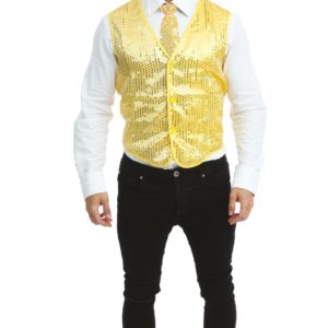 ACCESSOIRES DE FETE-DEGUISEMENTS-GILET A SEQUINS OR-GILET A SEQUINS OR ADULTE