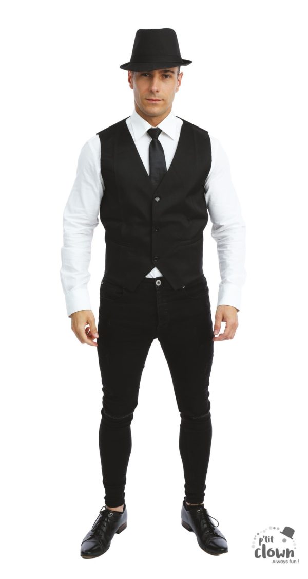 ACCESSOIRES DE FETE-DEGUISEMENTS-GILET NOIR-GILET NOIR ADULTE