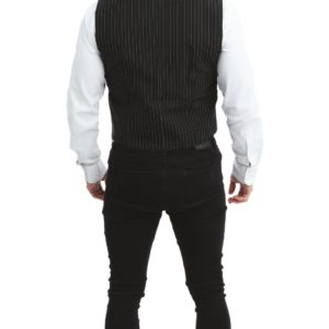 ACCESSOIRES DE FETE-DEGUISEMENTS-GILET NOIRA RAYURES-GILET NOIR A RAYURES ADULTE