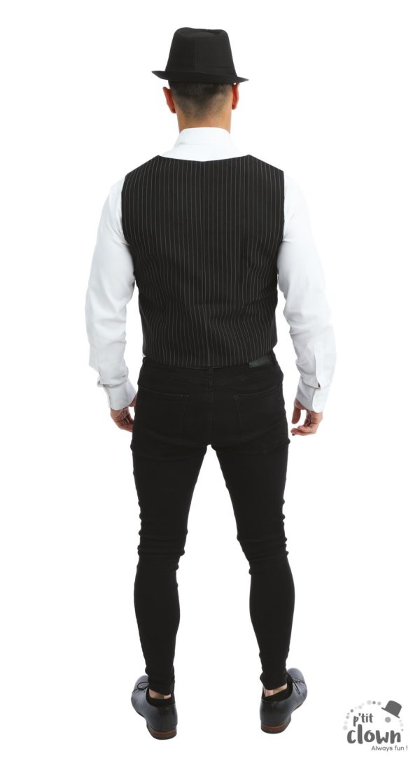 ACCESSOIRES DE FETE-DEGUISEMENTS-GILET NOIRA RAYURES-GILET NOIR A RAYURES ADULTE