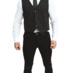 ACCESSOIRES DE FETE-DEGUISEMENTS-GILET NOIRA RAYURES-GILET NOIR A RAYURES ADULTE