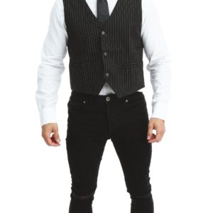 ACCESSOIRES DE FETE-DEGUISEMENTS-GILET NOIRA RAYURES-GILET NOIR A RAYURES ADULTE