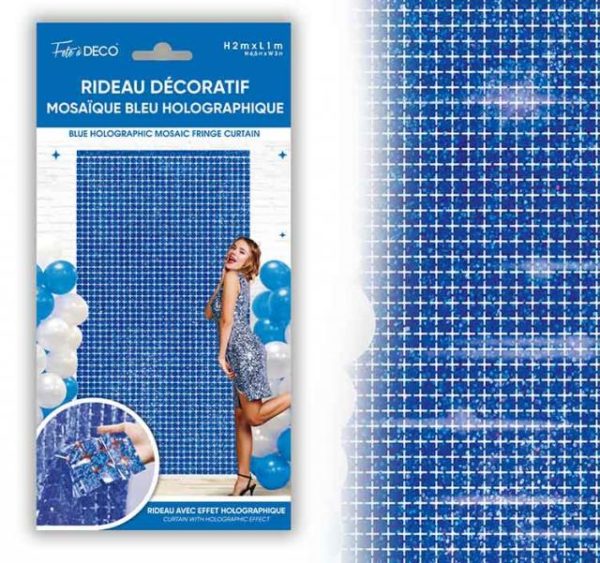 ARTICLES-DE-FETE-ANNIVERSAIRE-RIDEAUX DECORATIF MOSAIQUE BLEU ANNIVERSAIRE BLEU-ANNIVERSAIRE-BLEU