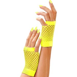 ACCESSOIRES DE FETE-ACCESSOIRES FLUO-GANTS FLUO-MITAINES COURTES-FLUO-GANTS JAUNE FLUO