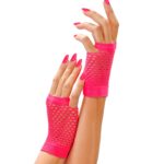 ACCESSOIRES DE FETE-ACCESSOIRES FLUO-GANTS FLUO-MITAINES COURTES-FLUO-GANTS ROSE FLUO