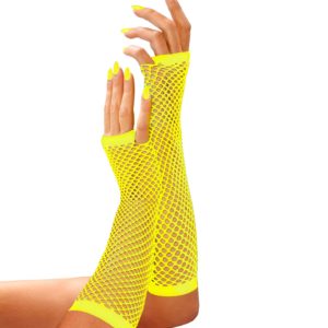 ACCESSOIRES DE FETE-ACCESSOIRES FLUO-GANTS FLUO-MITAINES LONGUES FLUO-GANTSA JAUNE FLUO