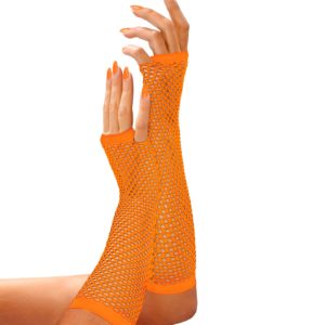 ACCESSOIRES DE FETE-ACCESSOIRES FLUO-GANTS FLUO-MITAINES LONGUES FLUO-GANTSA ORANGE FLUO