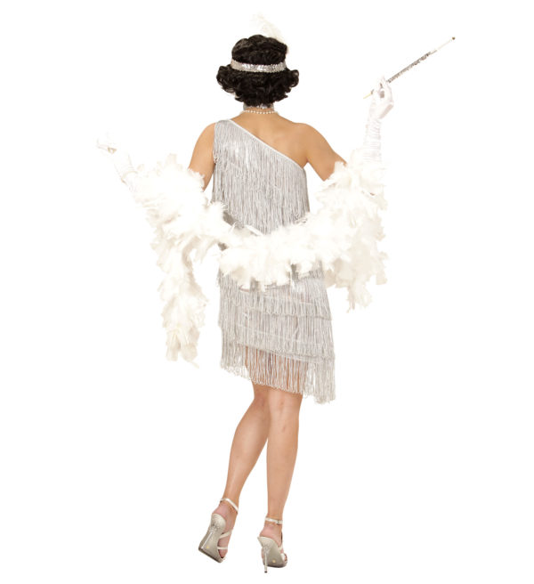 ACCESSOIRES DE FETE-DEGUISEMENT-DEGUISEMENT HUMORISTIQUE-DEGUISEMENT ADULTE-DEGUISEMENT ANNEES 20-DEGUISEMENT CHARLESTON-ROBE CHARLESTION ARGENT