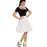 ACCESSOIRES DE FETE-DEGUISEMENTS-DEGUISEMENT ADULTE-DEGUISEMENT ANNEES 50-JUPE A POIS-JUPE ANNEES 50-JUPE ANNEES 50 BLANCHE