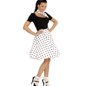 ACCESSOIRES DE FETE-DEGUISEMENTS-DEGUISEMENT ADULTE-DEGUISEMENT ANNEES 50-JUPE A POIS-JUPE ANNEES 50-JUPE ANNEES 50 BLANCHE