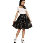 ACCESSOIRES DE FETE-DEGUISEMENTS-DEGUISEMENT ADULTE-DEGUISEMENT ANNEES 50-JUPE A POIS-JUPE ANNEES 50-JUPE ANNEES 50 NOIR