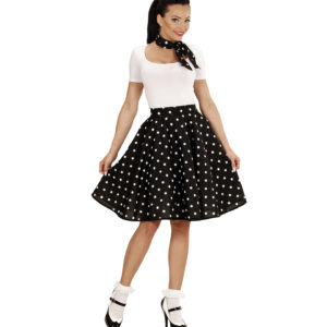 ACCESSOIRES DE FETE-DEGUISEMENTS-DEGUISEMENT ADULTE-DEGUISEMENT ANNEES 50-JUPE A POIS-JUPE ANNEES 50-JUPE ANNEES 50 NOIR