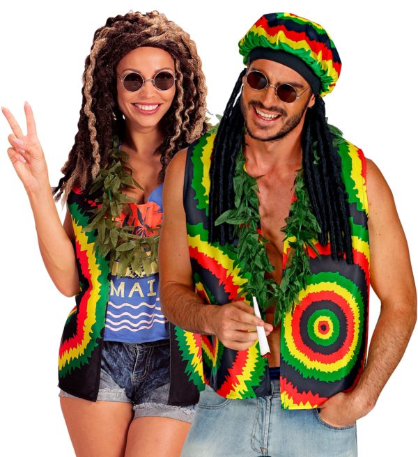 ACCESSOIRES DE FETE-DEGUISEMENTS-DEGUISEMENT RASTA-GILET RASTA