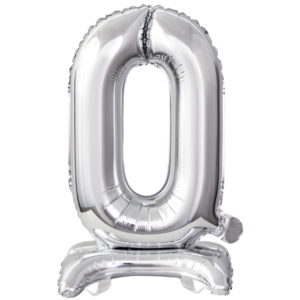 ARTICLES DE FETE-BALLONS-BALLON CHIFFRE-BALLON CHIFFRE A POSER-BALLON CHIFFRE ARGENT 0