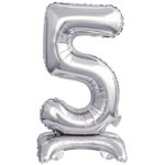 ARTICLES DE FETE-BALLONS-BALLON CHIFFRE-BALLON CHIFFRE A POSER-BALLON CHIFFRE ARGENT 5