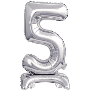 ARTICLES DE FETE-BALLONS-BALLON CHIFFRE-BALLON CHIFFRE A POSER-BALLON CHIFFRE ARGENT 5