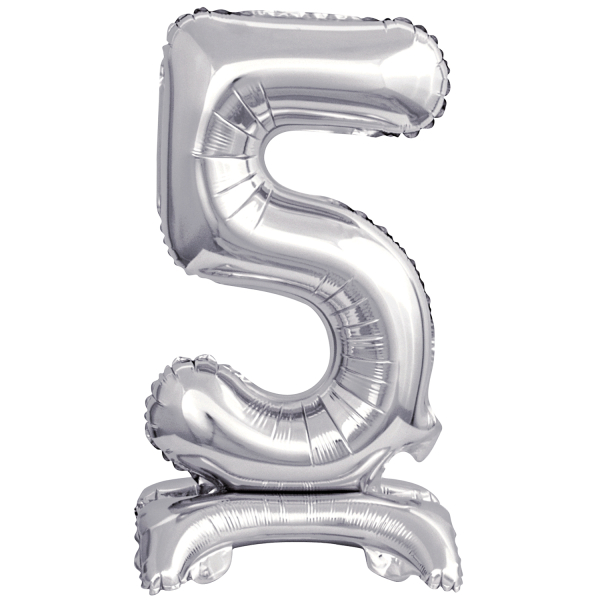 ARTICLES DE FETE-BALLONS-BALLON CHIFFRE-BALLON CHIFFRE A POSER-BALLON CHIFFRE ARGENT 5