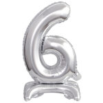 ARTICLES DE FETE-BALLONS-BALLON CHIFFRE-BALLON CHIFFRE A POSER-BALLON CHIFFRE ARGENT 6