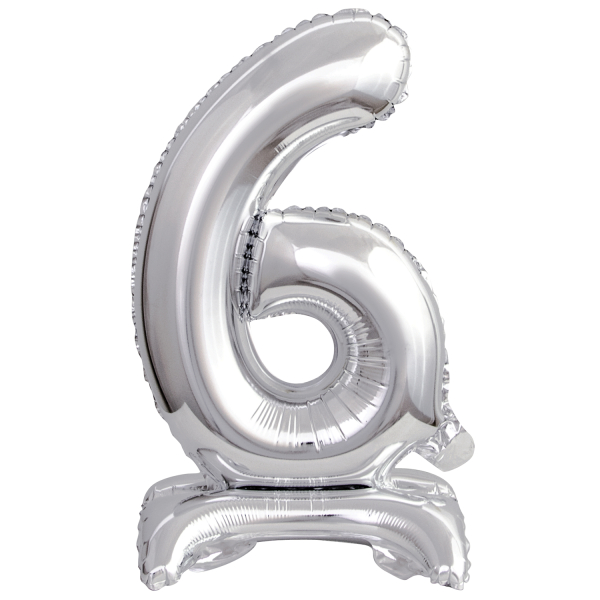 ARTICLES DE FETE-BALLONS-BALLON CHIFFRE-BALLON CHIFFRE A POSER-BALLON CHIFFRE ARGENT 6