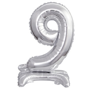 ARTICLES DE FETE-BALLONS-BALLON CHIFFRE-BALLON CHIFFRE A POSER-BALLON CHIFFRE ARGENT 9