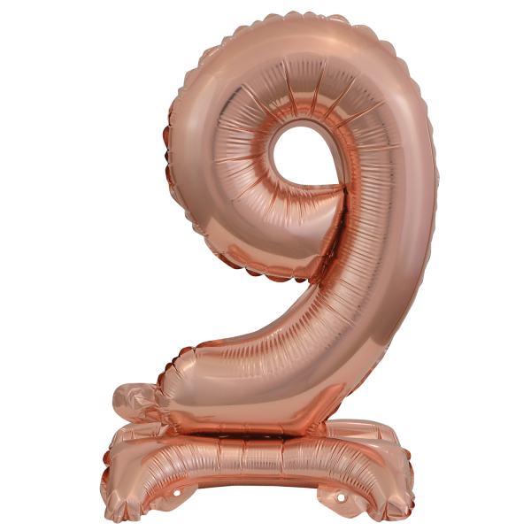 ARTICLES DE FETE-BALLONS-BALLON CHIFFRE-BALLON CHIFFRE A POSER-BALLON CHIFFRE ROSE GOLD 9