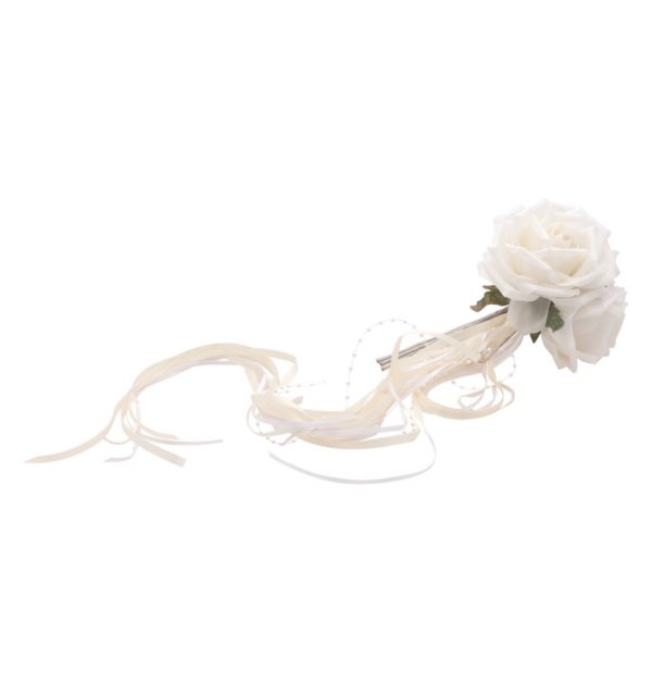 ARTICLES DE FETE-DECORATION FLORALE-DECORATION DE TABLE-BOUQUET 3 ROSES BLANCHES