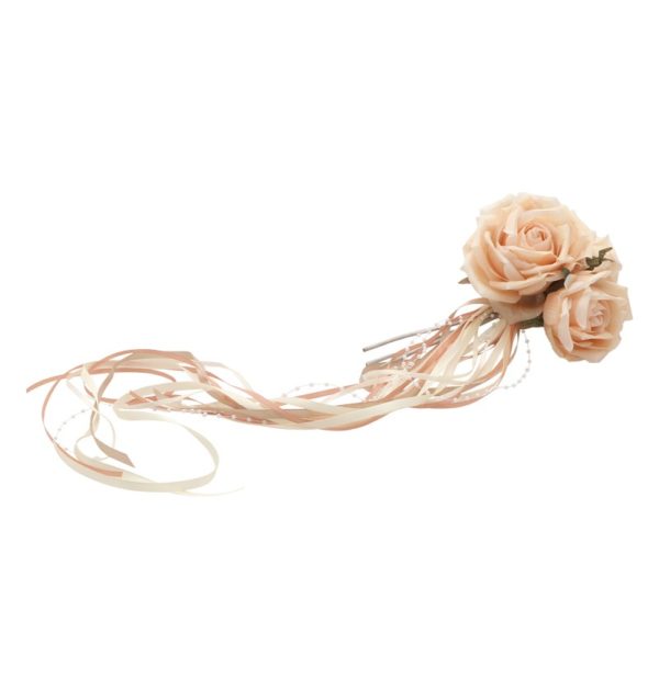 ARTICLES DE FETE-DECORATION FLORALE-DECORATION DE TABLE-BOUQUET 3 ROSES D'AMBRE