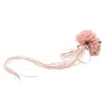 ARTICLES DE FETE-DECORATION FLORALE-DECORATION DE TABLE-BOUQUET 3 ROSES ROSE POUDRE