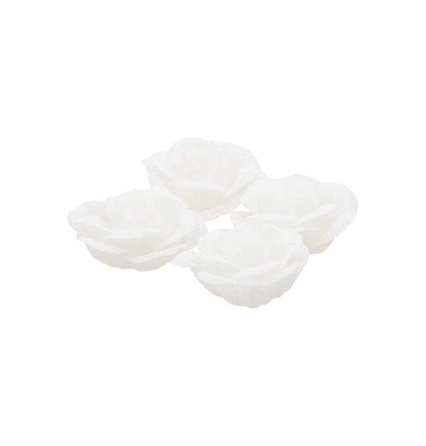ARTICLES DE FETE-DECORATION FLORALE-DECORATION DE TABLE-ROSE BLANCHE-4 MINI ROSES BLANCHE