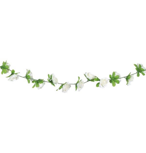 ARTICLES DE FETE-GUIRLANDE FLORALE-GUIRLANDE DE ROSES BLANCHES-GUIRLANDE ROSE