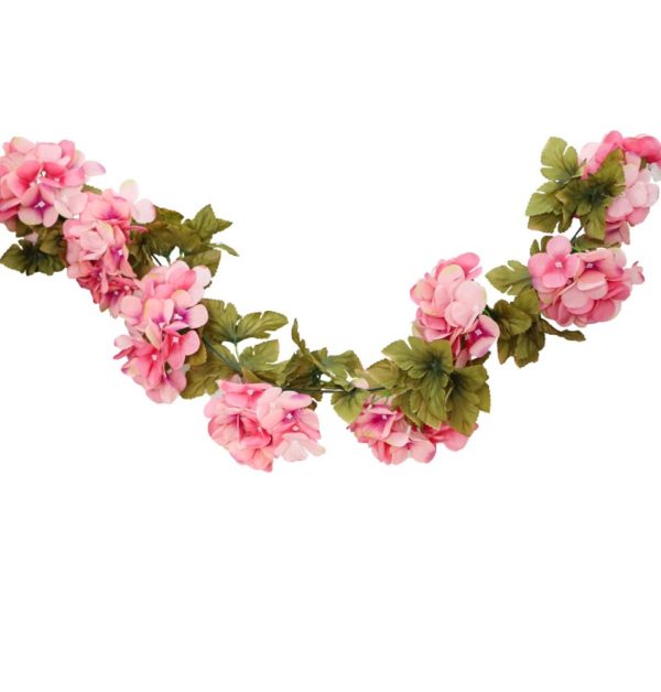 ARTICLES DE FETE-GUIRLANDE FLORALE-GUIRLANDE HORTENSIA ROSE