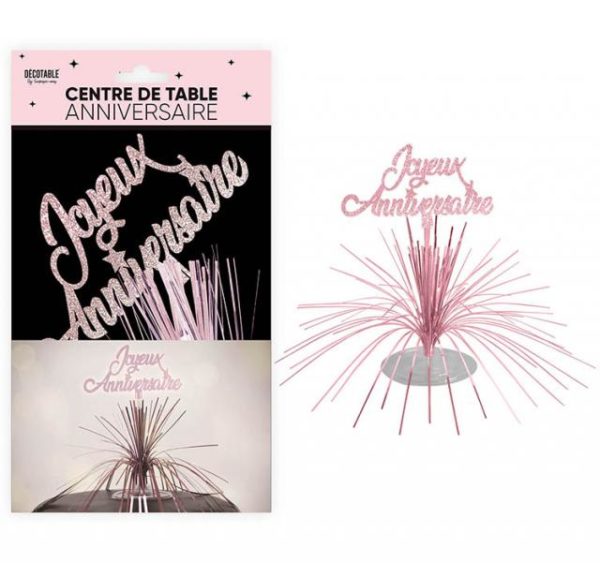 ARTICLES-DE-FETE-ANNIVERSAIRE-CENTRE DE TABLE ROSE ANNIVERSAIRE ROSE-ANNIVERSAIRE-ROSE
