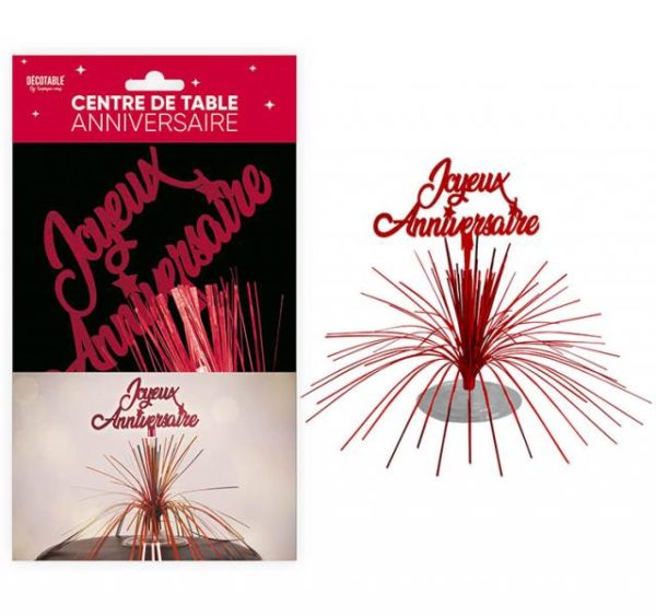 ARTICLES-DE-FETE-ANNIVERSAIRE-CENTRE DE TABLE ROUGE ANNIVERSAIRE ROUGE-ANNIVERSAIRE-ROUGE