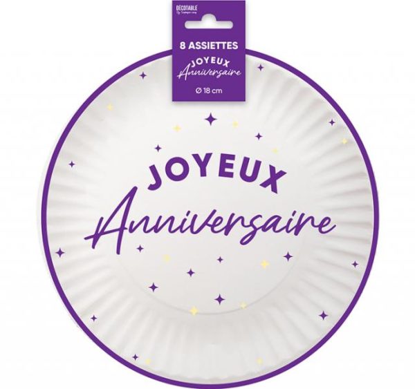 ANNIVERSAIRE-THEMESCOULEURES-VIOLET-ASSIETTES18CM