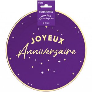 ANNIVERSAIRE-THEMESCOULEURES-VIOLET-ASSIETTES23CM