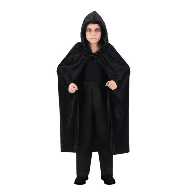 FETESETOCCASIONS-HALLOWEEN-CAPE-ENFANT-VELOURS-NOIR-120CM