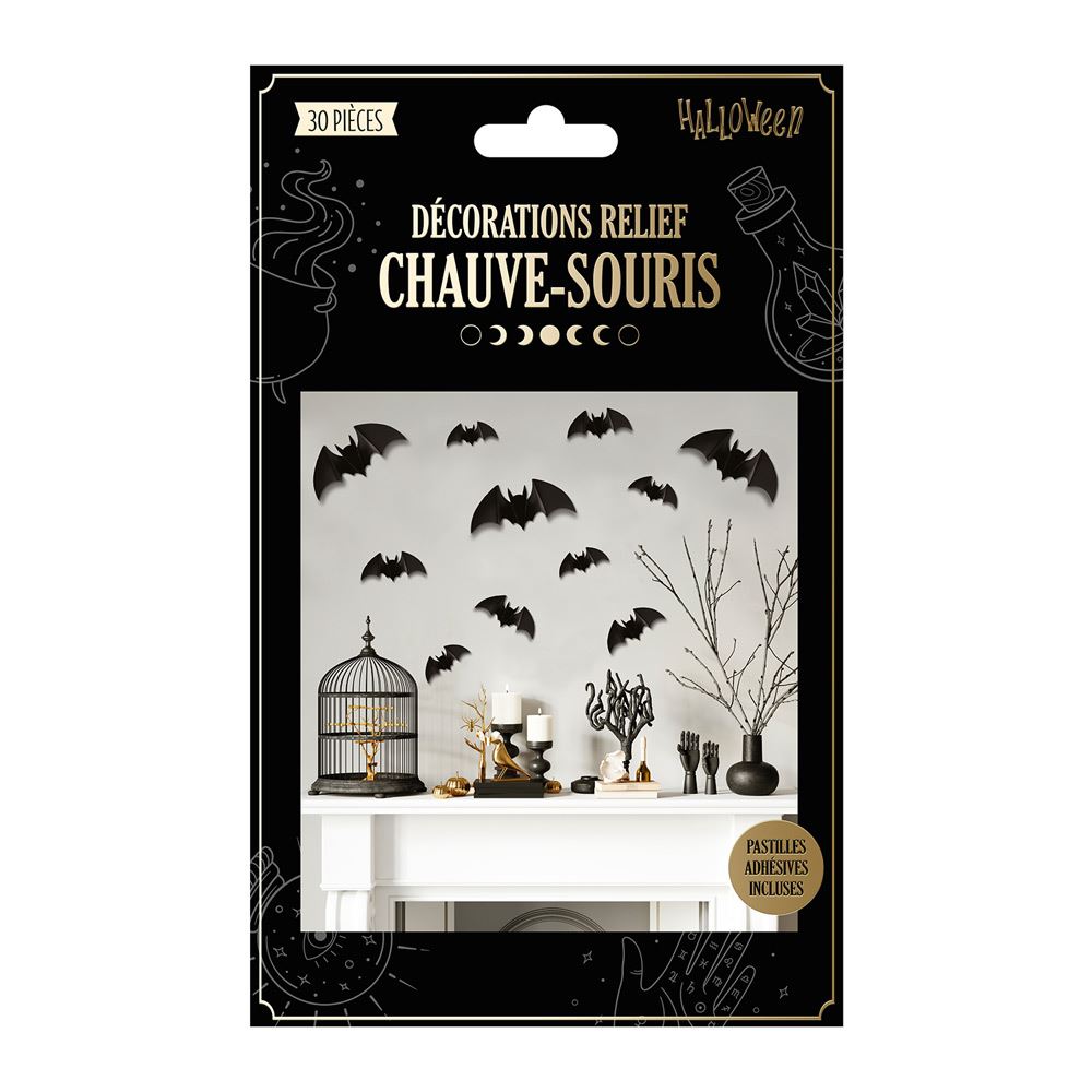 Décorations Halloween Chauve-Souris Extérieur - Set Pour Fenêtres, Murs Et Jardin