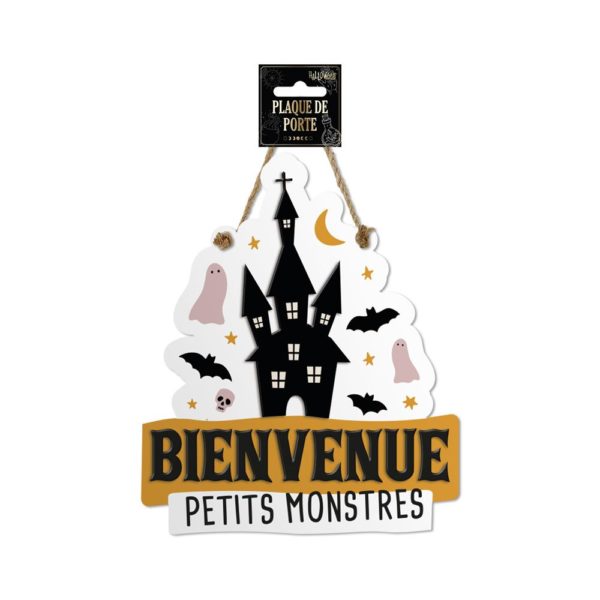 FETESETOCCASIONS-HALLOWEEN-DECODESALLE-PLAQUEDEPORTE-BIENVENUEPETITSMONSTRES