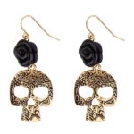 FETESETOCCASIONS-HALLOWEEN-BIJOUX-BOUCLESDOREILLES-ROSESNOIRESCRANESDOREE