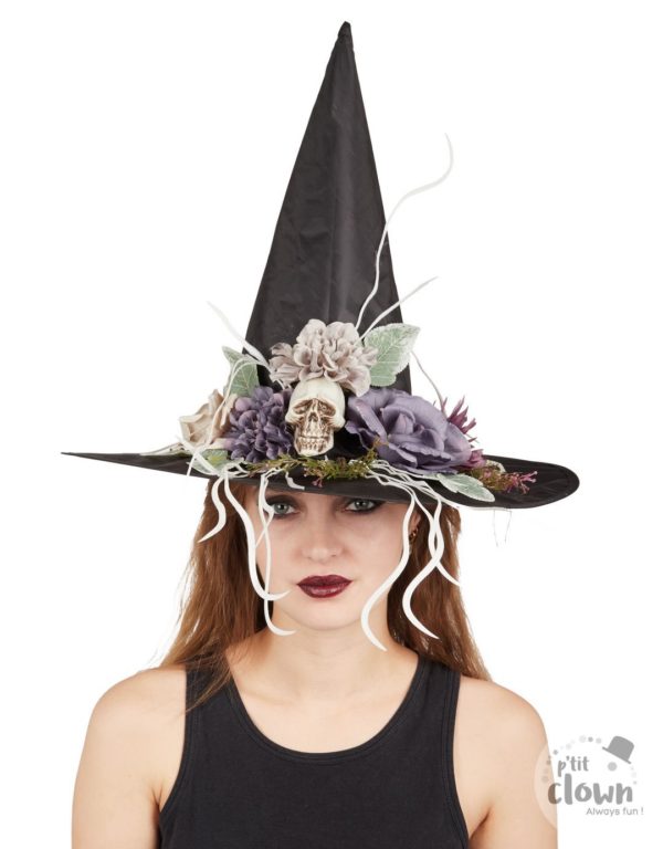 FETESETOCCASIONS-HALLOWEEN-CHAPEAUXETHAUTSDEFORME-SORCIERE-FLEURS
