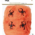 FETESETOCCASIONS-HALLOWEEN-DECODESALLE-TOILE-ARAIGNEE-56GR-4ARAIGNEES-ORANGE