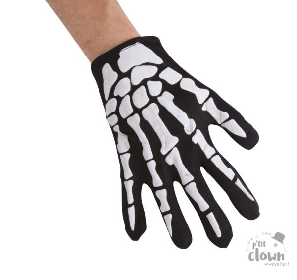 FETESETOCCASIONS-HALLOWEEN-GANTS-SQUELETTE-ADULTE-COURTS