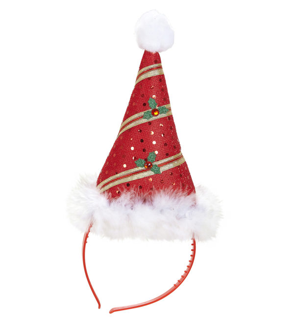 ARTICLES DE FETE-ACCESSOIRES NOEL-SERRE-TETE MINI CHAPEAU PERE NOEL-SERRE TETE NOEL