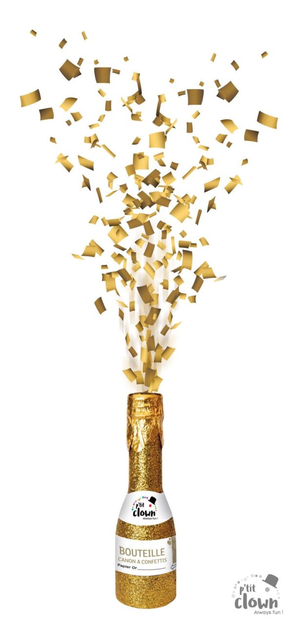 FETESETOCCASIONS-NOEL-ACCESSOIRES-BOUTEILLESCANONACONFETTIS-16CM-OR