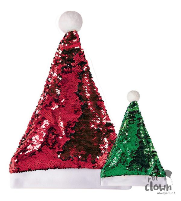 FETESETOCCASIONS-NOEL-ACCESSOIRESDENOEL-BONNET-SEQUINSREVERSIBLES-ROUGEETVERT