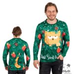 FETESETOCCASIONS-NOEL-COSTUMESADULTE-TSHIRT-CHATSENTLESAPIN